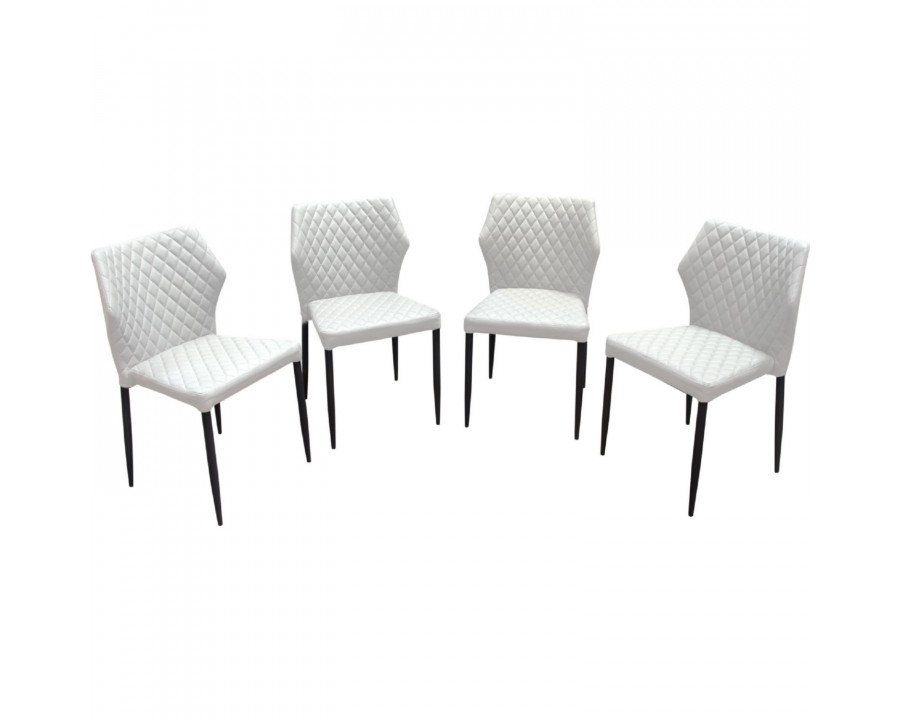 Diamond Sofa Milo 4-Pack Dining Chairs Diamond Tufted Leatherette with Black Powder Coat Legs - White