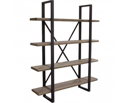 Diamond Sofa - Montana 4-Tiered Shelf Unit in Rustic Oak Finish with Iron Frame