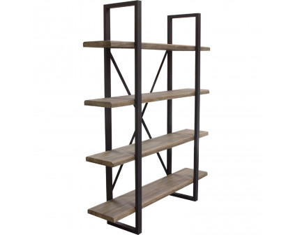 Diamond Sofa - Montana 4-Tiered Shelf Unit in Rustic Oak Finish with Iron Frame