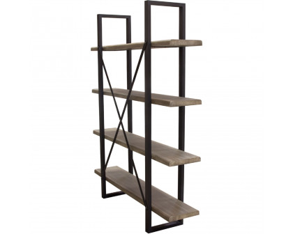 Diamond Sofa - Montana 4-Tiered Shelf Unit in Rustic Oak Finish with Iron Frame