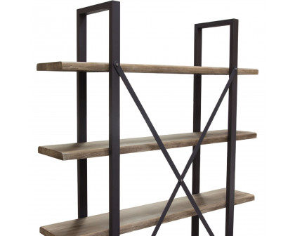 Diamond Sofa - Montana 4-Tiered Shelf Unit in Rustic Oak Finish with Iron Frame