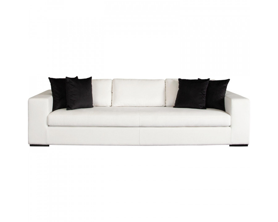 Diamond Sofa - Muse Performance Fabric Sofa with Four Black Accent Pillows in Mist White