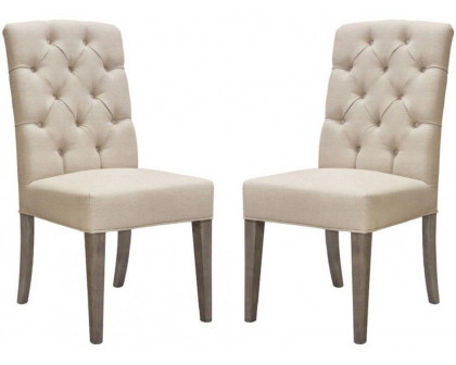 Diamond Sofa - Napa Tufted Linen Fabric Dining Side Chairs with Wood Legs in Gray Oak Finish (Set of Two) in Sand