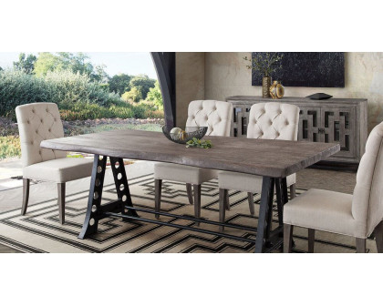 Diamond Sofa - Napa Tufted Linen Fabric Dining Side Chairs with Wood Legs in Gray Oak Finish (Set of Two) in Sand