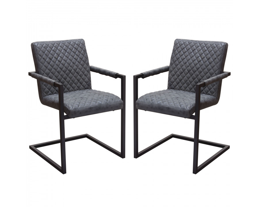 Diamond Sofa - Nolan 2-Pack Dining Chairs Diamond Tufted Leatherette on Charcoal Powder Coat Frame in Charcoal