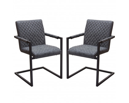 Diamond Sofa - Nolan 2-Pack Dining Chairs Diamond Tufted Leatherette on Charcoal Powder Coat Frame in Charcoal