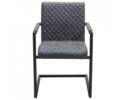 Diamond Sofa - Nolan 2-Pack Dining Chairs Diamond Tufted Leatherette on Charcoal Powder Coat Frame in Charcoal