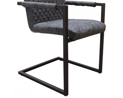 Diamond Sofa - Nolan 2-Pack Dining Chairs Diamond Tufted Leatherette on Charcoal Powder Coat Frame in Charcoal