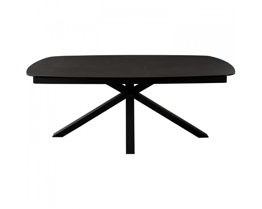 Diamond Sofa - Onyx Rectangle Extension Dining Table with Black Ceramic Glass Top & Black Metal Leg