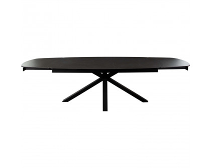 Diamond Sofa - Onyx Rectangle Extension Dining Table with Black Ceramic Glass Top & Black Metal Leg