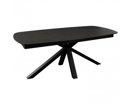 Diamond Sofa - Onyx Rectangle Extension Dining Table with Black Ceramic Glass Top & Black Metal Leg