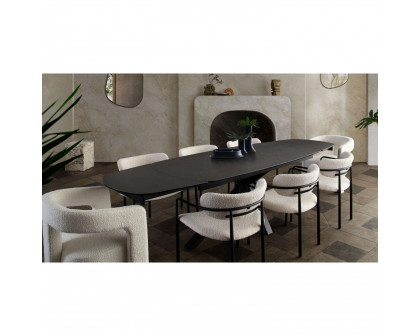 Diamond Sofa - Onyx Rectangle Extension Dining Table with Black Ceramic Glass Top & Black Metal Leg