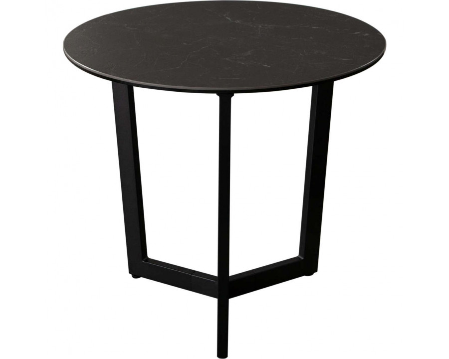 Diamond Sofa - Onyx Round End Table with Black Ceramic Glass Top & Black Metal Leg