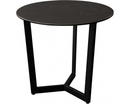 Diamond Sofa - Onyx Round End Table with Black Ceramic Glass Top & Black Metal Leg