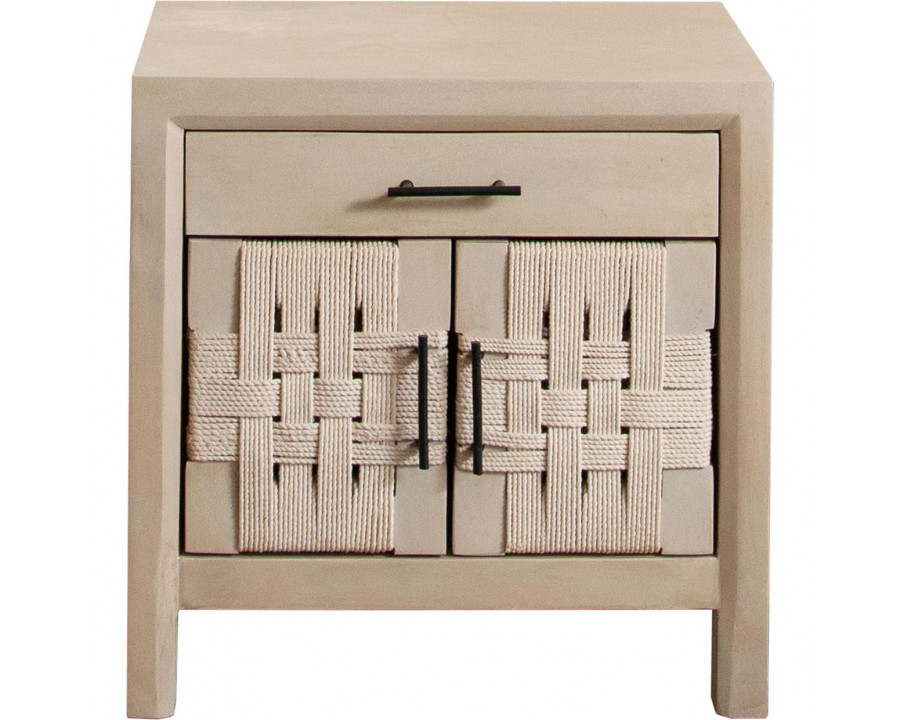 Diamond Sofa - Palm Solid Mango Wood 2-Door 1-Drawer Nightstand with Woven Rope Door Fronts in Natural Finish