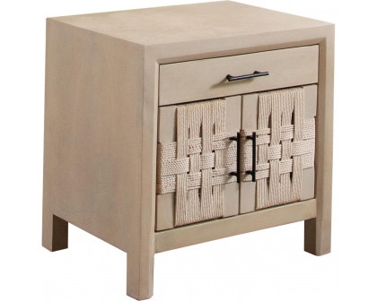 Diamond Sofa - Palm Solid Mango Wood 2-Door 1-Drawer Nightstand with Woven Rope Door Fronts in Natural Finish