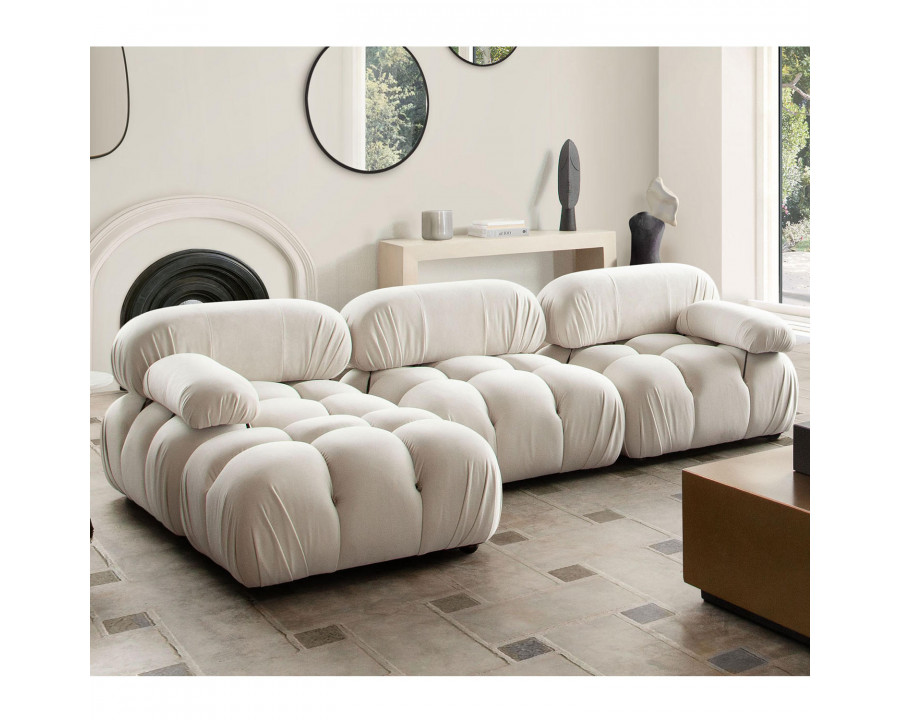 Diamond Sofa Paloma 4PC Velvet Modular Reversible Chaise Sectional - Light Cream