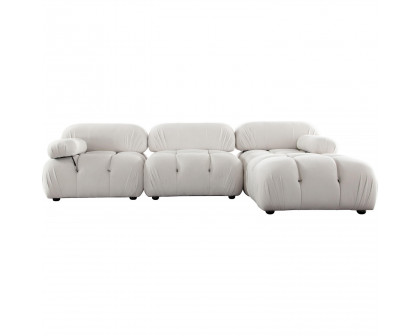 Diamond Sofa Paloma 4PC Velvet Modular Reversible Chaise Sectional - Light Cream