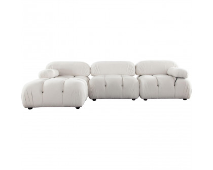 Diamond Sofa Paloma 4PC Velvet Modular Reversible Chaise Sectional - Light Cream