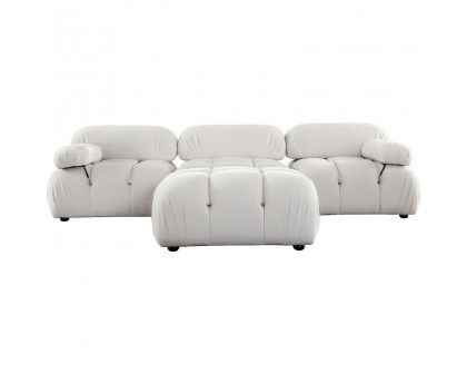 Diamond Sofa Paloma 4PC Velvet Modular Reversible Chaise Sectional - Light Cream