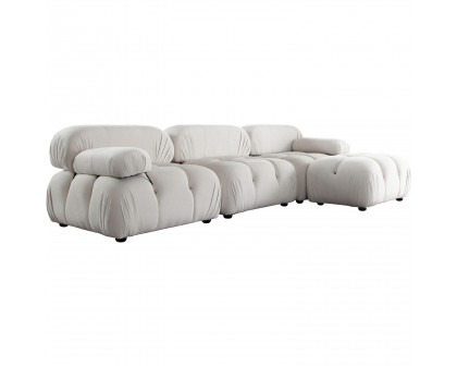 Diamond Sofa Paloma 4PC Velvet Modular Reversible Chaise Sectional - Light Cream