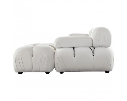 Diamond Sofa Paloma 4PC Velvet Modular Reversible Chaise Sectional - Light Cream