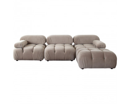 Diamond Sofa Paloma 4PC Velvet Modular Reversible Chaise Sectional - Mink Tan