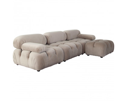 Diamond Sofa Paloma 4PC Velvet Modular Reversible Chaise Sectional - Mink Tan