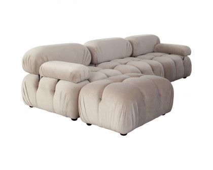 Diamond Sofa Paloma 4PC Velvet Modular Reversible Chaise Sectional - Mink Tan