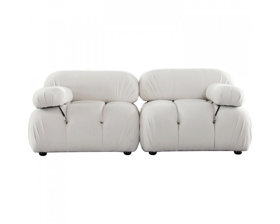 Diamond Sofa Paloma 2PC Velvet Modular Sofa - Light Cream