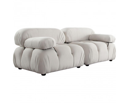 Diamond Sofa Paloma 2PC Velvet Modular Sofa - Light Cream