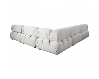 Diamond Sofa Paloma 5PC Velvet Modular Corner Sectional - Light Cream