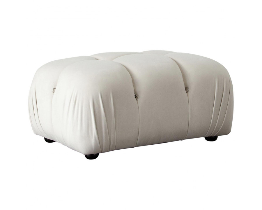 Diamond Sofa Paloma Velvet Rectangle Ottoman - Light Cream