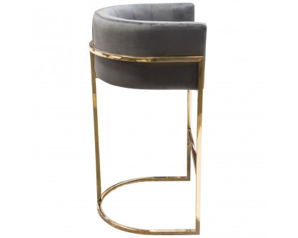 Diamond Sofa - Pandora Velvet Bar Height Chair with Polished Gold Frame in Gray