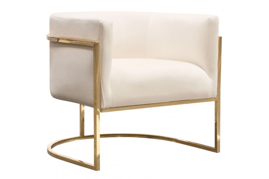 Diamond Sofa™ Pandora Velvet Accent Chair with Polished Gold Stainless Steel Frame - Cream