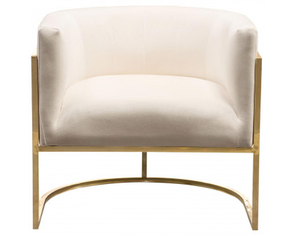 Diamond Sofa™ Pandora Velvet Accent Chair with Polished Gold Stainless Steel Frame - Cream