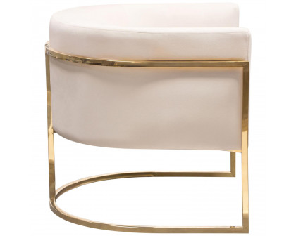 Diamond Sofa™ Pandora Velvet Accent Chair with Polished Gold Stainless Steel Frame - Cream