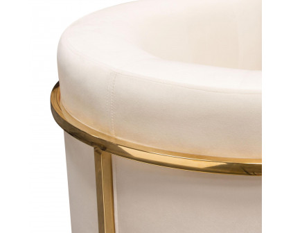 Diamond Sofa™ Pandora Velvet Accent Chair with Polished Gold Stainless Steel Frame - Cream