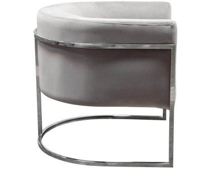 Diamond Sofa™ Pandora Velvet Accent Chair with Polished Silver Stainless Steel Frame - Gray