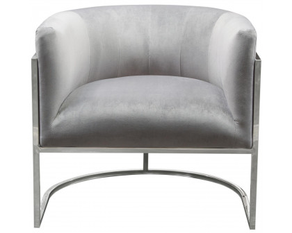 Diamond Sofa™ Pandora Velvet Accent Chair with Polished Silver Stainless Steel Frame - Gray