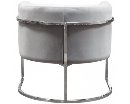 Diamond Sofa™ Pandora Velvet Accent Chair with Polished Silver Stainless Steel Frame - Gray