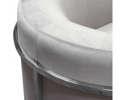 Diamond Sofa™ Pandora Velvet Accent Chair with Polished Silver Stainless Steel Frame - Gray