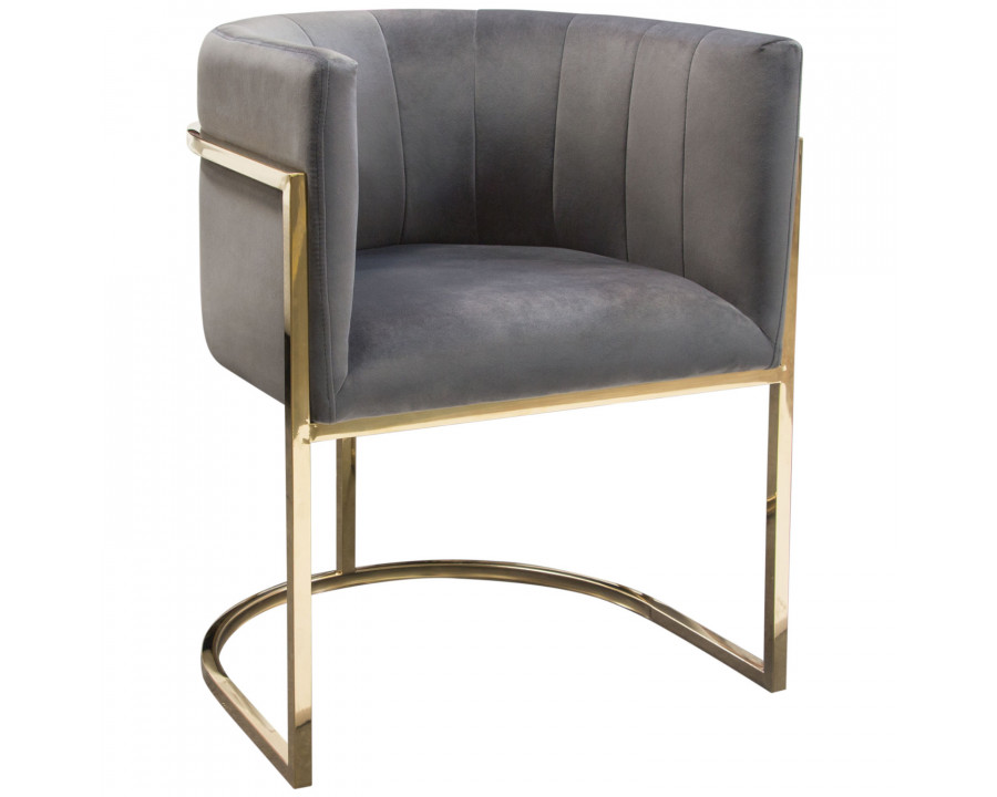 Diamond Sofa - Pandora Velvet Dining Chair with Polished Gold Frame in Gray