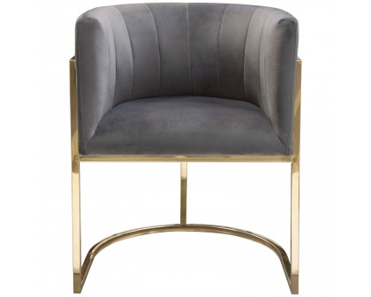 Diamond Sofa - Pandora Velvet Dining Chair with Polished Gold Frame in Gray