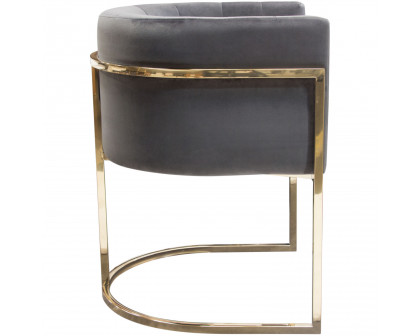 Diamond Sofa - Pandora Velvet Dining Chair with Polished Gold Frame in Gray