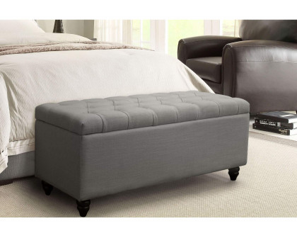 Diamond Sofa - Park Ave Tufted Lift-Top Storage Trunk in Gray