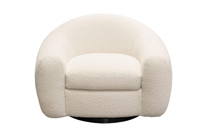 Diamond Sofa™ Pascal Boucle Textured Fabric Swivel Chair with Contoured Arms & Back - Bone