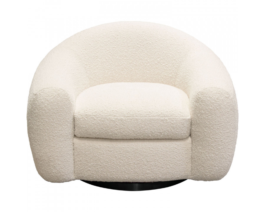 Diamond Sofa Pascal Boucle Textured Fabric Swivel Chair with Contoured Arms & Back - Bone