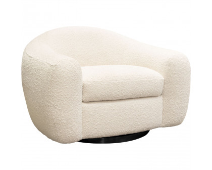 Diamond Sofa™ Pascal Boucle Textured Fabric Swivel Chair with Contoured Arms & Back - Bone