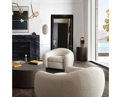 Diamond Sofa™ Pascal Boucle Textured Fabric Swivel Chair with Contoured Arms & Back - Bone